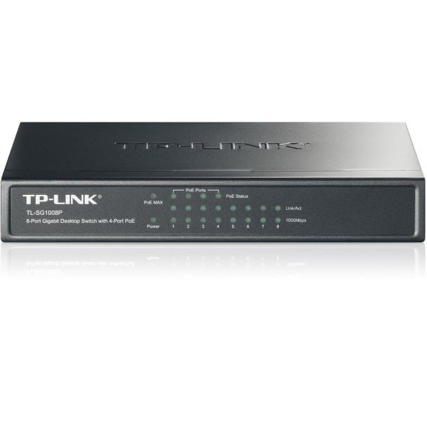 Tp-Link 8X Port Desktop Gigabit Unmanaged Switch Mit 4X Poe Schwarz Tl-Sg1008p - Bild 5