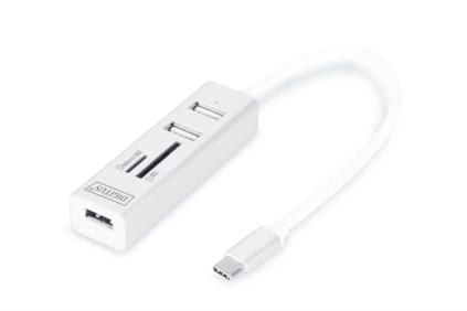 DIGITUS OTG USB 2.0 Type-C 3-Port Hub mit Kartenleser