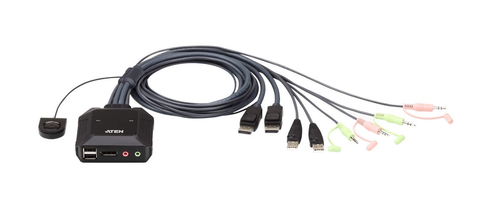Aten Cs22dp-At 2-Port Usb Displayport Kvm Switch Größe 2 Schwarz