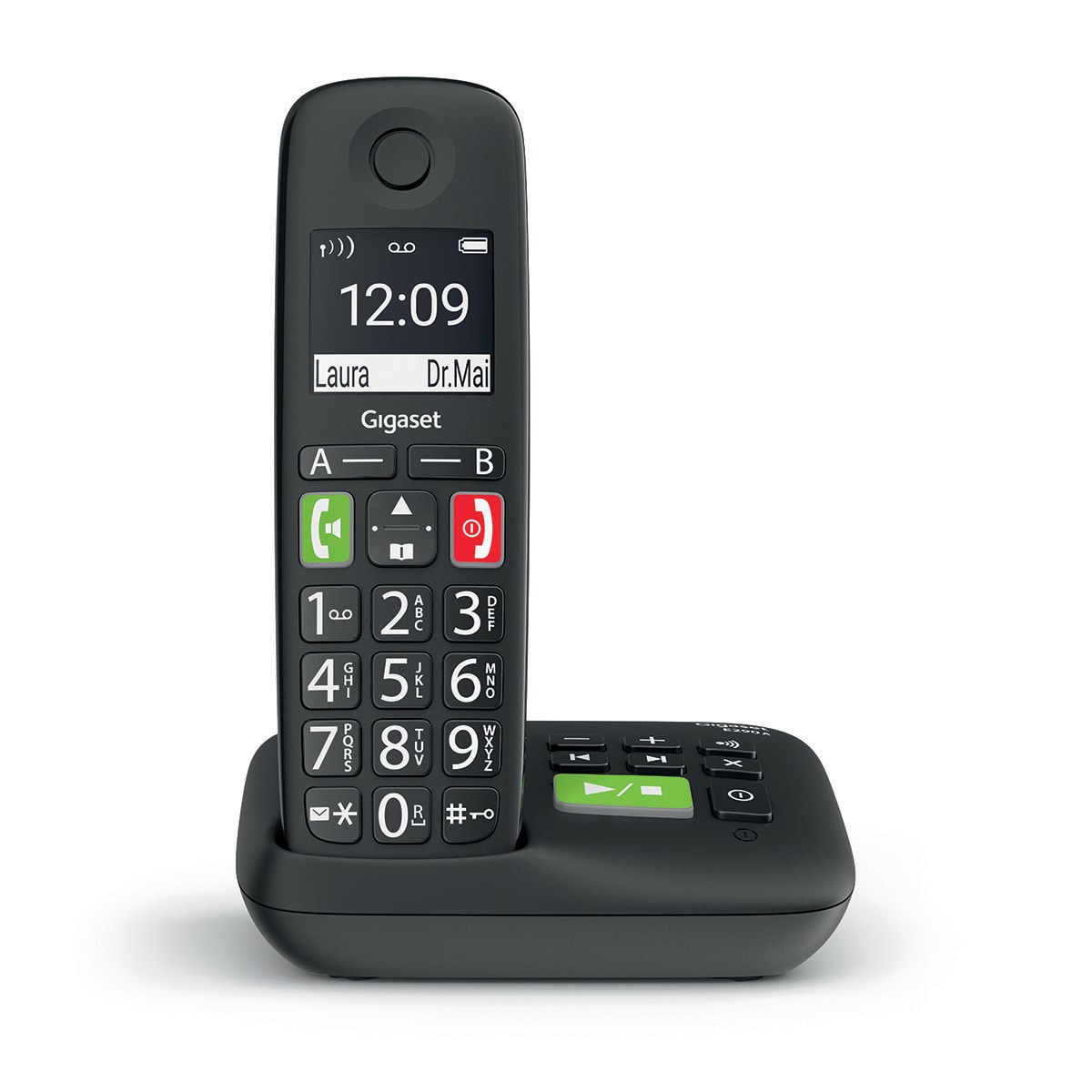Gigaset E290A Großtastentelefon mit Anrufbeantworter schwarz S30852-H2921-B101
