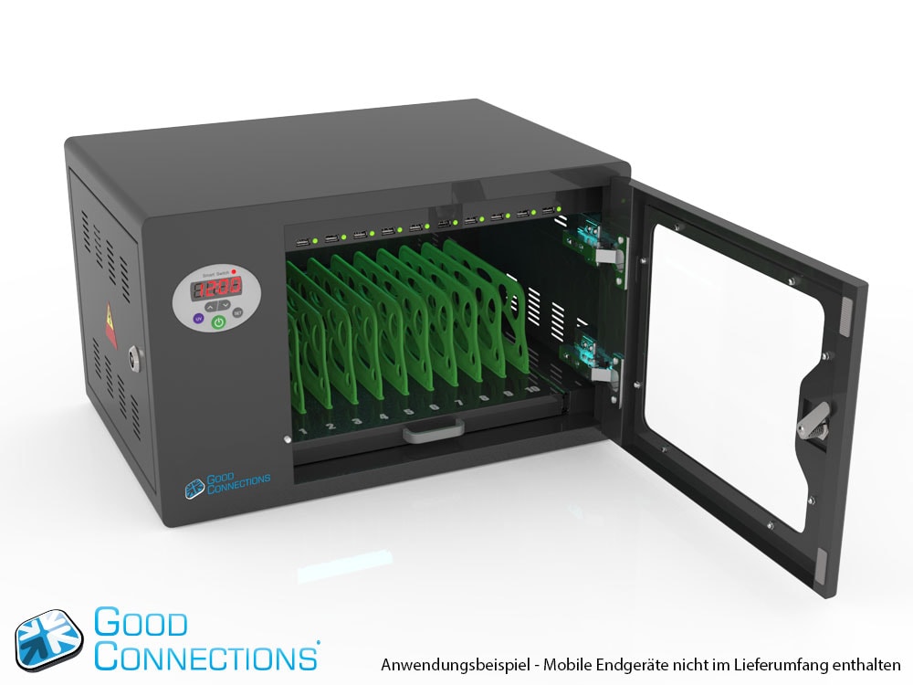 GC Tablet-Ladestaion für 10 Geräte, UV-Desinfektion, Smart Control, schwarz