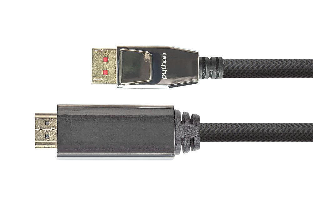 PYTHON DisplayPort 1.4/HDMI Kabel 5m 4K UHD@60Hz vergoldet OFC St./St. schwarz