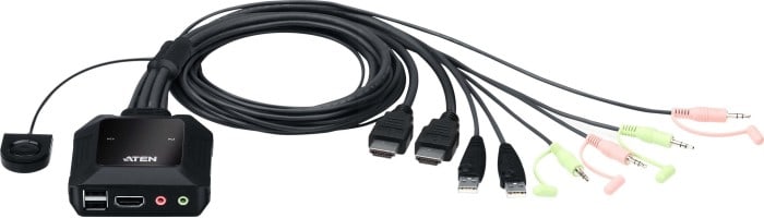 Aten CS22H 2-Port USB 4K HDMI Kabel KVM Switch mit Audio und Remote