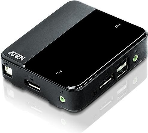 Aten Cs782dp 2-Port Usb 4K Display-Port Kabel Kvm Switch + Usb Peripherie Supp. Größe 2 Schwarz/Grün