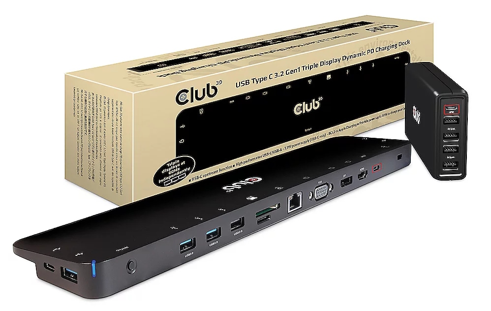 Club3d Club 3D Usb Gen1 Typ-C Triple Display Dynamic Pd Charging Dock M. 100 Watt Csv-1564W100 - Bild 2