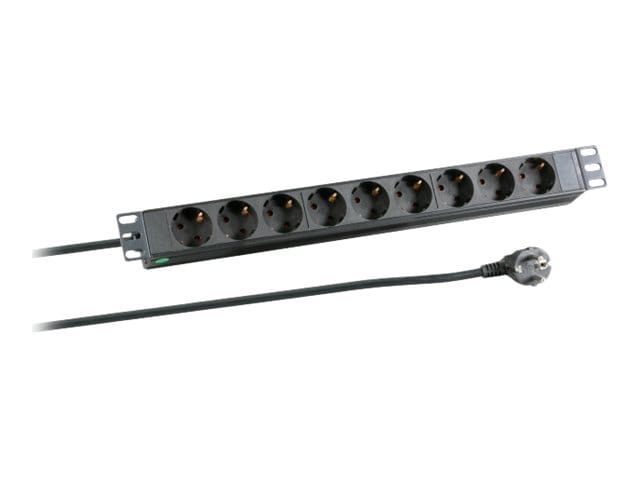 EFB-Elektronik 19" 1HE Steckdosenleiste 9-fach SCHUKO ohne Schalter, RAL 9005