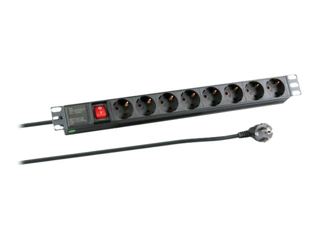 EFB-Elektronik 19" 1HE Steckdosenleiste 8-fach SCHUKO mit Schalter, RAL 9005