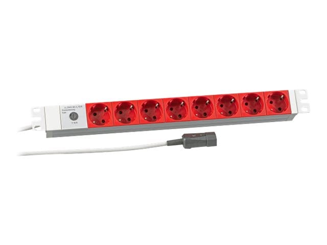 EFB-Elektronik 19" 1HE Steckdosenleiste 8-fach CEE7/3 rot Zuleitung C14 fuer USV