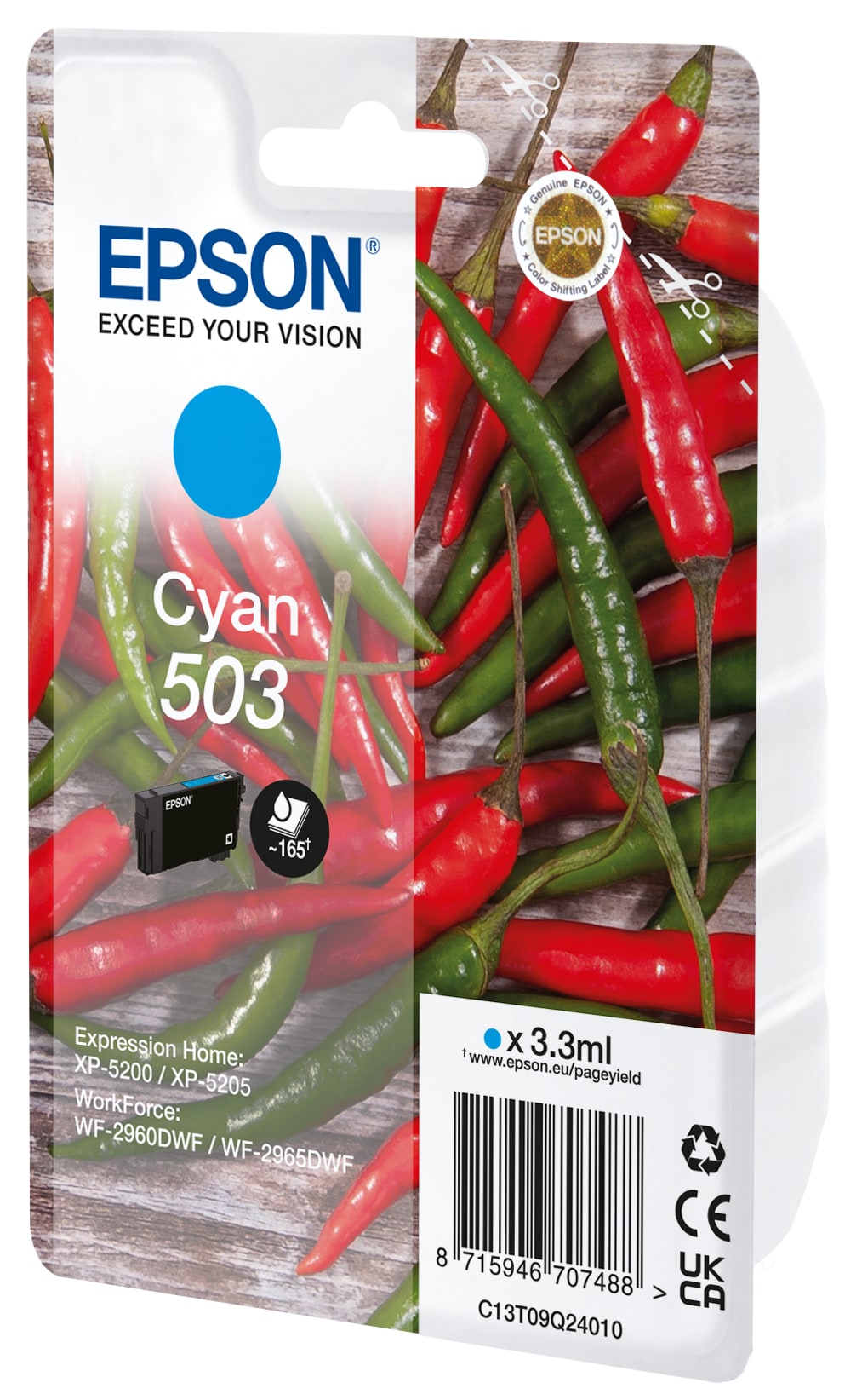 Epson Singlepack Cyan 503 Ink, Standardertrag, Cyan, 3,3 ml, 1 Stück(e), 165 Seiten, Einzelpackung - Bild 4