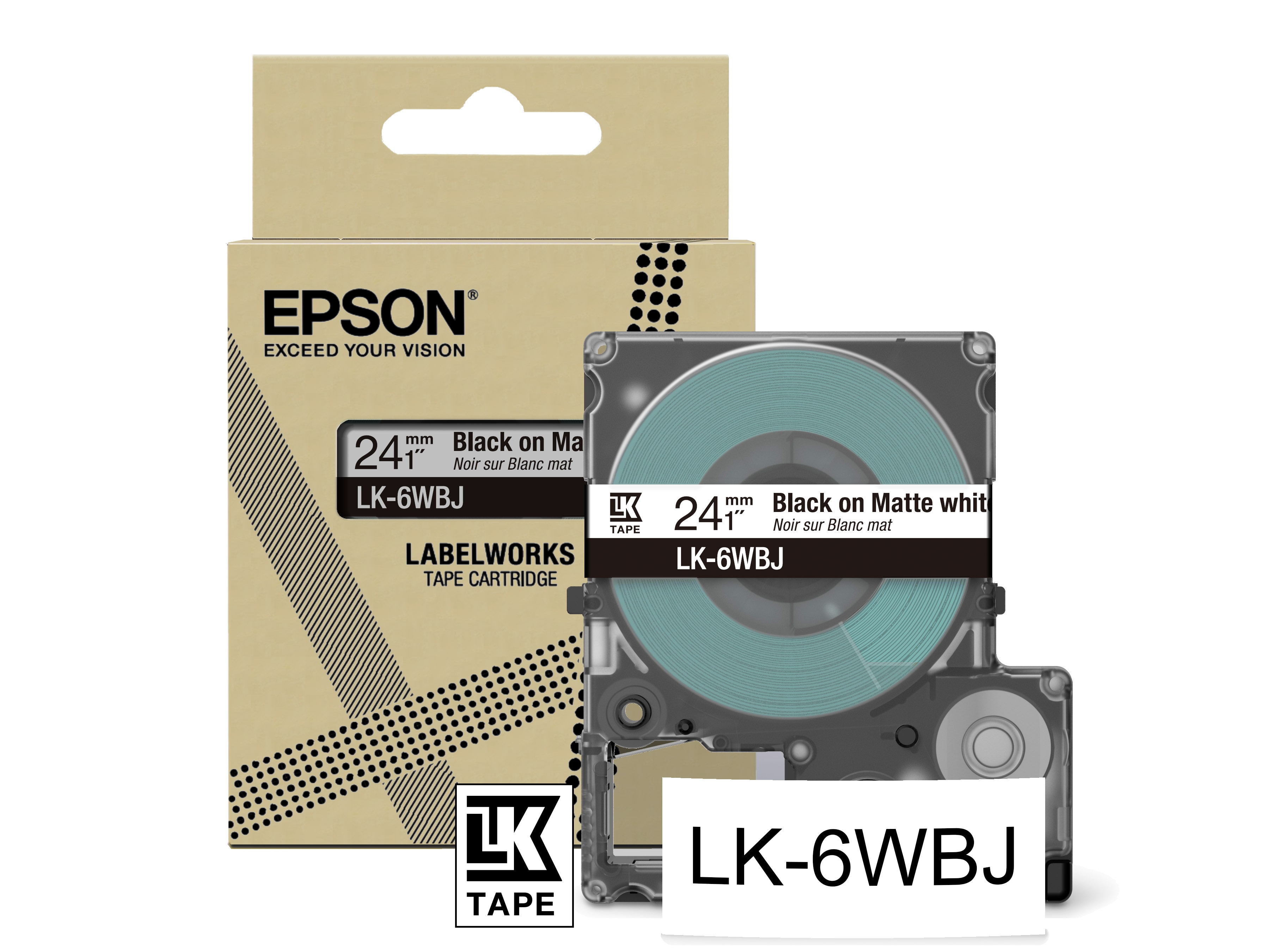 Epson C53S672064 Schriftband LK-6WBJ Matt 24mm x 8m schwarz auf weiß