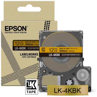 Epson C53S654001 Schriftband LK-4KBK Satinband 12mmx5m schwarz/gold
