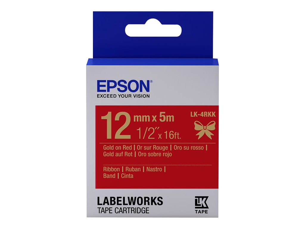 Epson C53S654033 Schriftband LK-4RKK Satinband 12mmx5m gold/rot