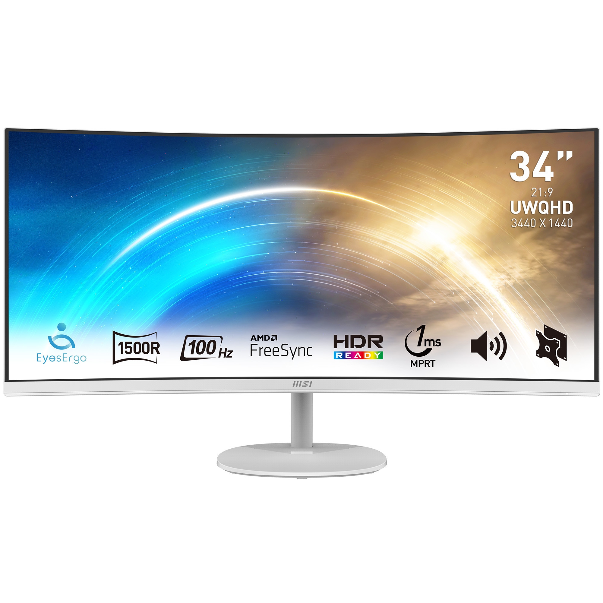 Msi Pro Mp341cqwde Zoll Uwqhd Curved Va Led 21:9 100 Hz Office Monitor Größe 34 Weiß