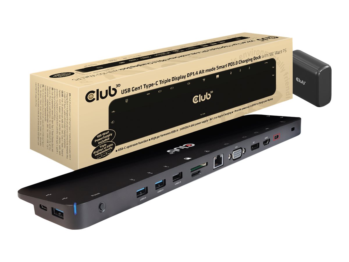 Club3d Club 3D Usb Gen1 Typ-C Triple Display Dp Alt Mode Pd Dockingstation 100W Csv-1565 - Bild 2