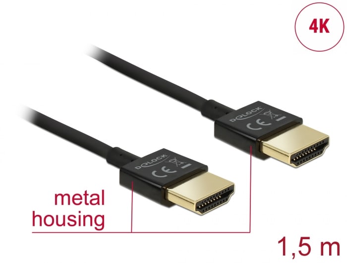 Delock Kabel High Speed HDMI mit Ethernet - HDMI Stecker HDMI Stecker 3D 1,5m