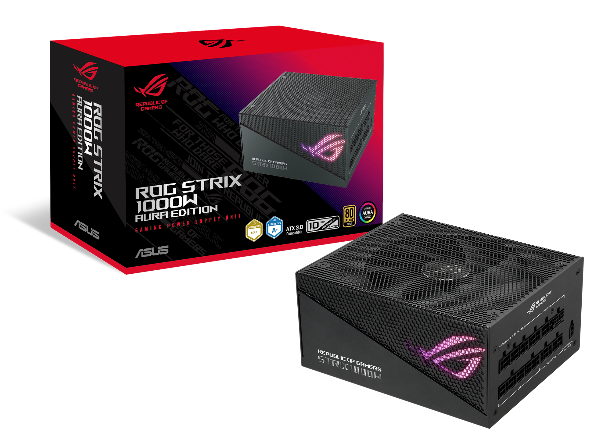 ASUS ROG Strix 1000W Gold Aura Edition RGB Netzteil (1000 Watt, Aura Sync RGB Belechtung, 80+ Gold Zertifizierung, Axial-Tech Lüfter, ATX 3.0 Kompatibel, PCIe 5.0 Ready) - Bild 4