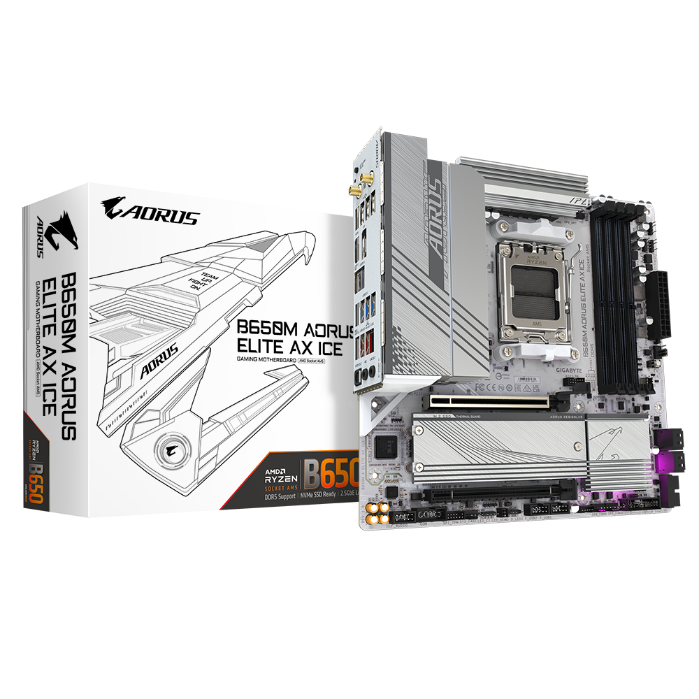 Gigabyte B650m Aorus Elite Ax Ice Matx Mainboard Sockel Am5 Hdmi/Dp/Usb-C/Wifi6e B650m A Elite Ax Ice - Bild 5