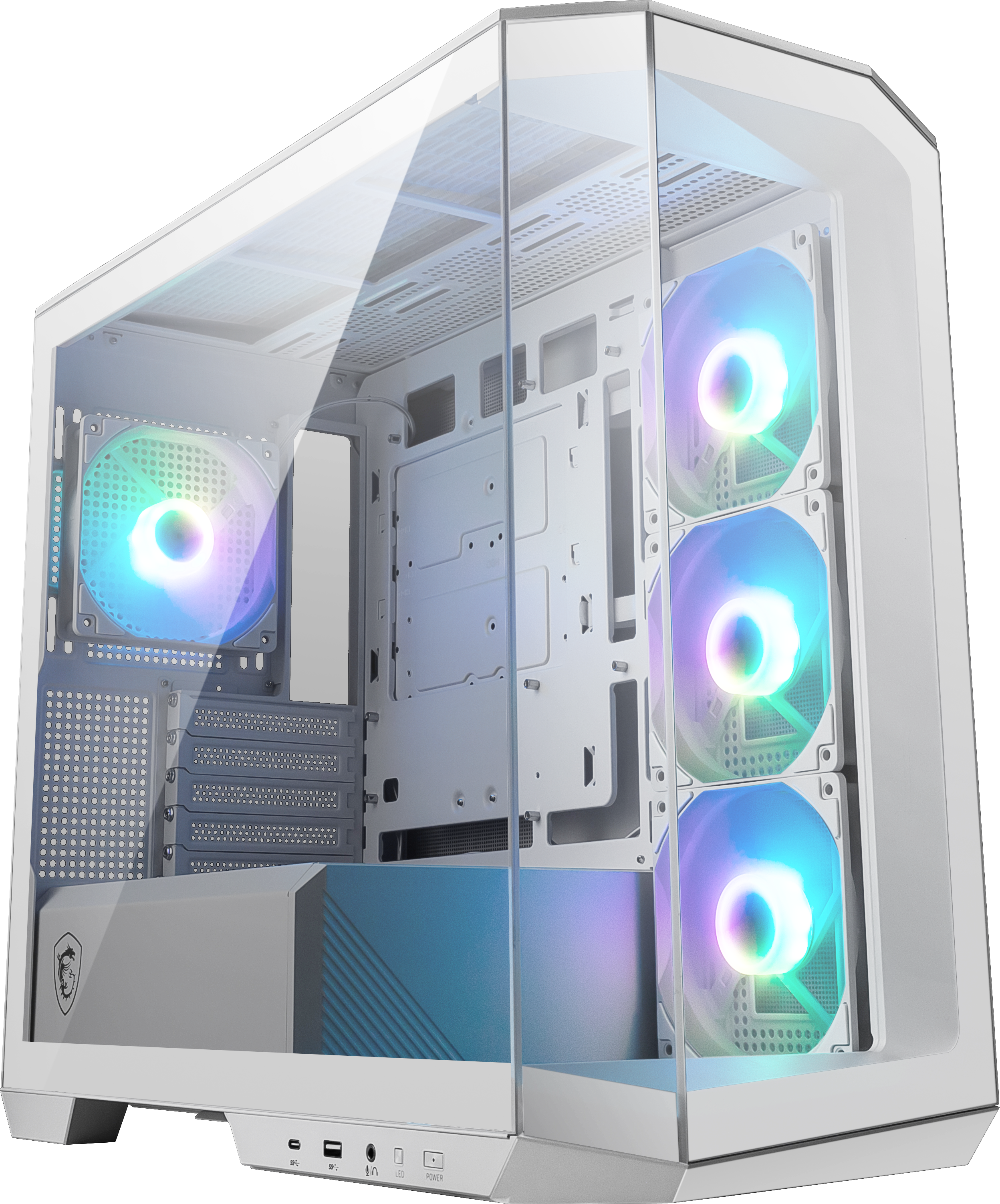 Msi Mag Pano M100r Pz Weiß Micro-Atx-Gehäuse – 3 X 120 Mm Reverse-Blade-Argb-Lüfter Und 1 X 120 Mm Argb-Lüfter Mit Hub, Gpu-Halterung, Staubfilter, 33 Mm Kabelmanagementraum, Usb Typ-C (20 Gbit/S) - Bild 7