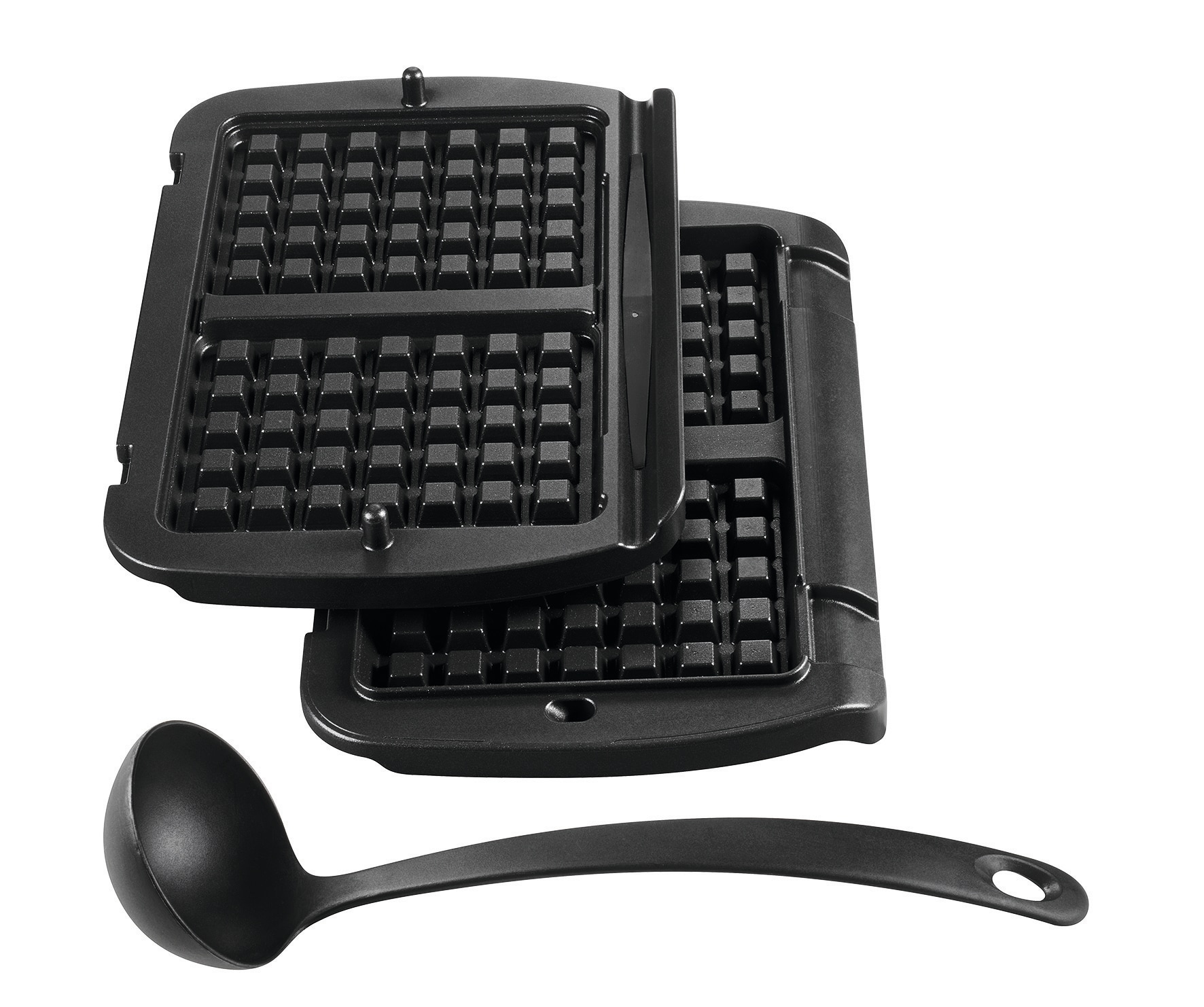 Tefal XA724810 Aluminium-Waffelplatten für OptiGrill, 2 Platten + Kelle, schwarz - Image 2