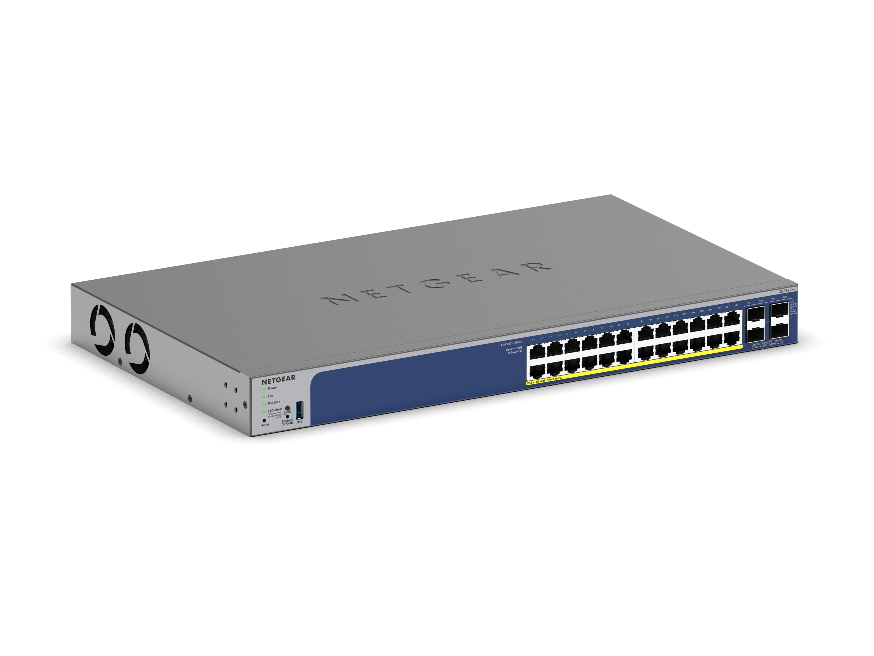 Netgear Gs728txp 24X10g Rj-45 4 Sfp+ Poe+ Vlan Stapelbarer Switch Erweiterte Sicherheit - Image 3