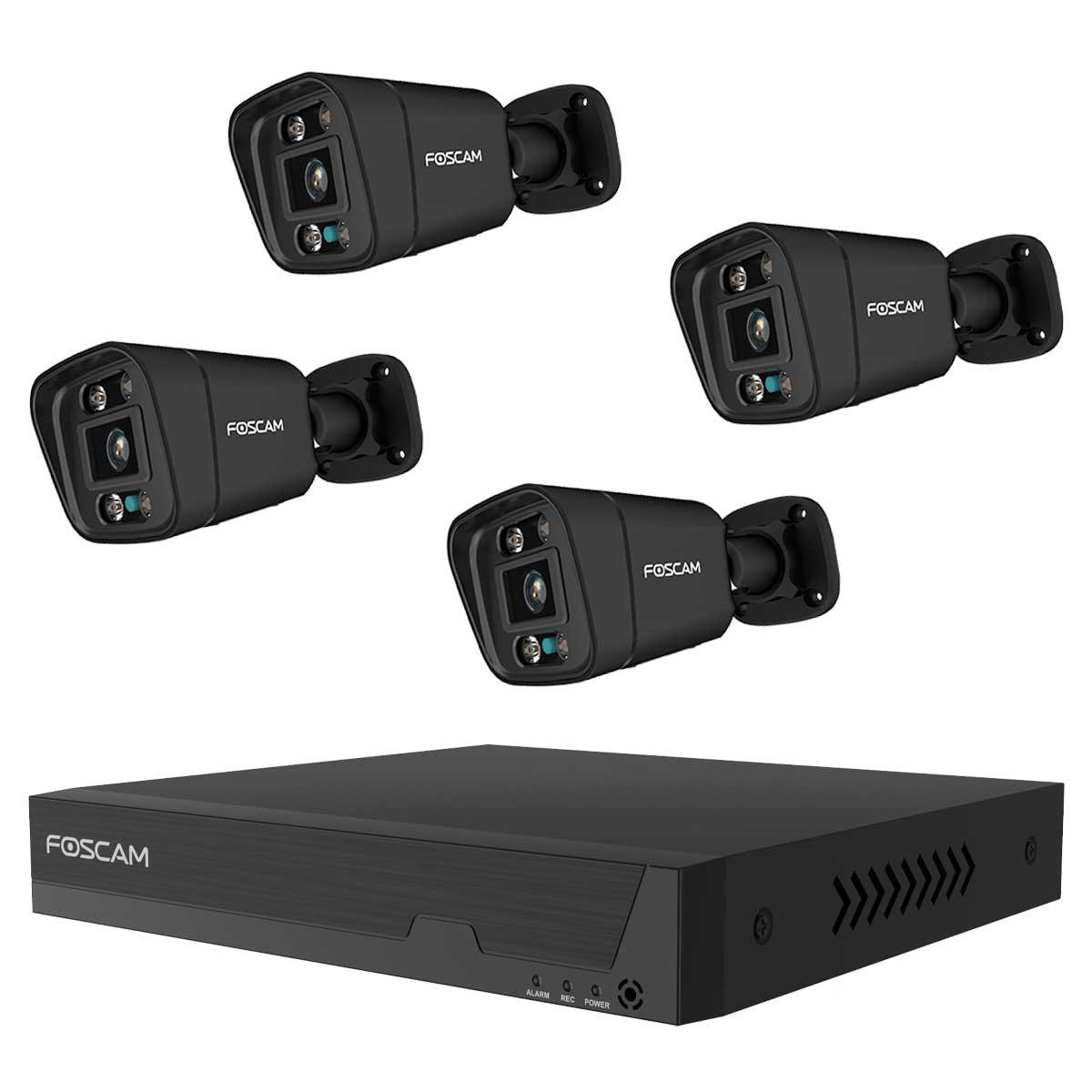 Foscam FN9108E B4 2T (schwarz, 8 Kanal Netzwerk-Videorekorder FN9108E, 4x V5EP Überwachungskamera) (3840 x 2160 Pixels), Netzwerkkamera, Schwarz - Image 2