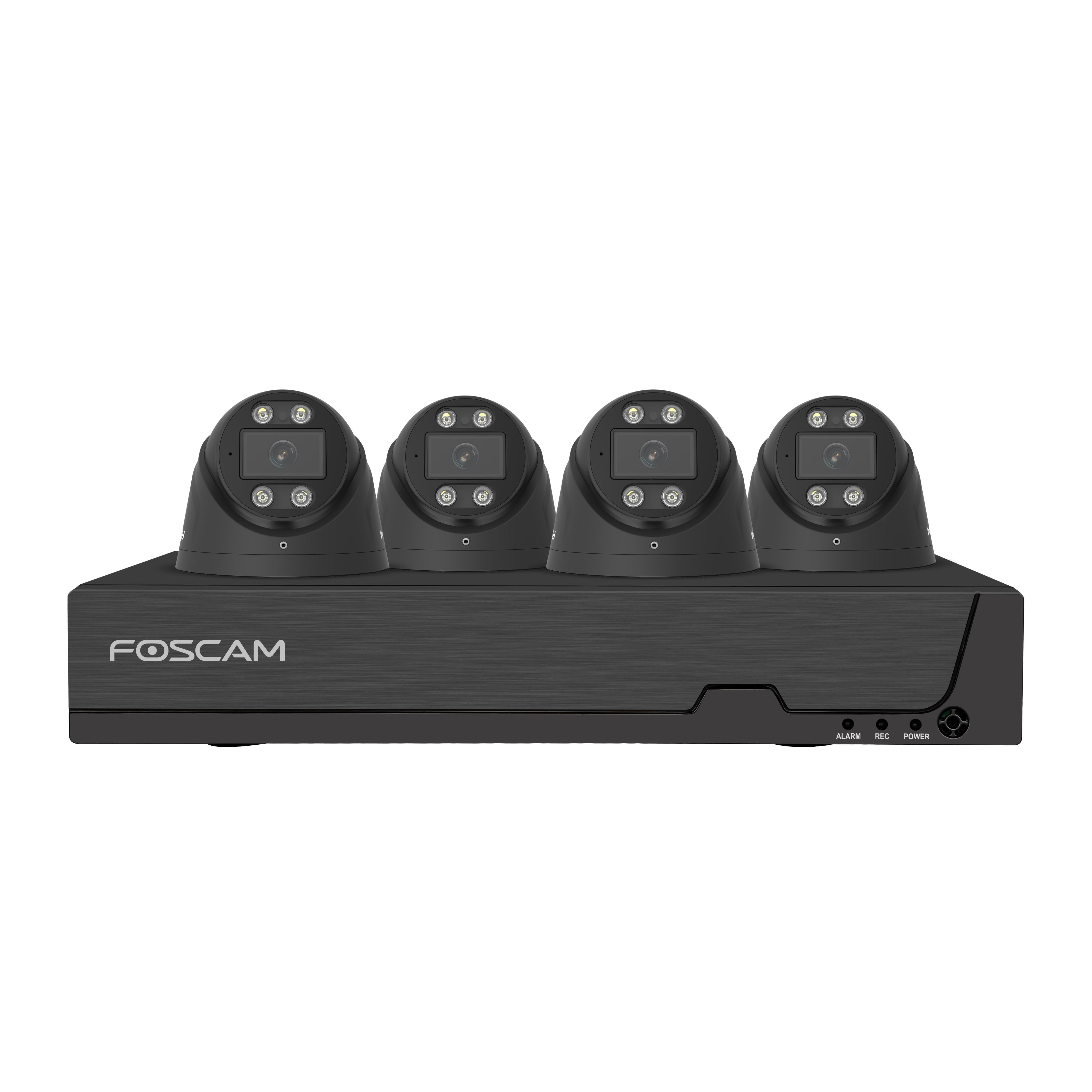 Foscam FNA108E-T4-2T 8-Kanal 8 MP 4K PoE Überwachungsset mit 4 Kameras (schwarz) - Image 2