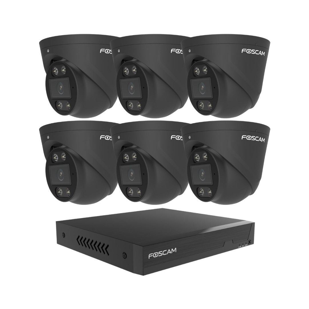 Foscam Poe Nvr 24/7 Überwachungsset Mit Kameras Dome • Outdoor • 2Tb Lokaler Speicher Größe 6 Schwarz