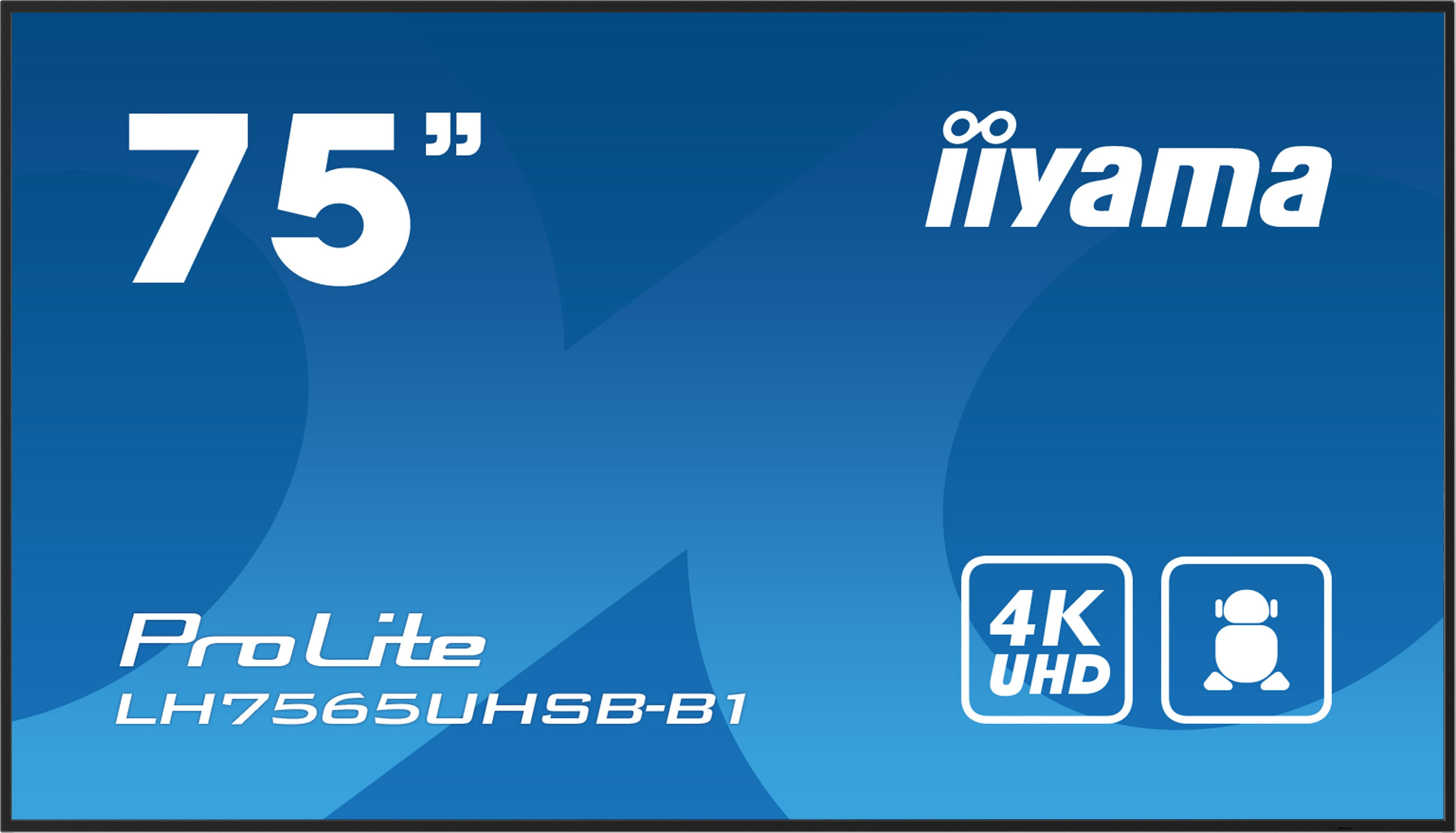 iiyama ProLite LH7565UHSB-B1 189cm (75") 4K UHD Signage Monitor DP/HDMI/RJ45