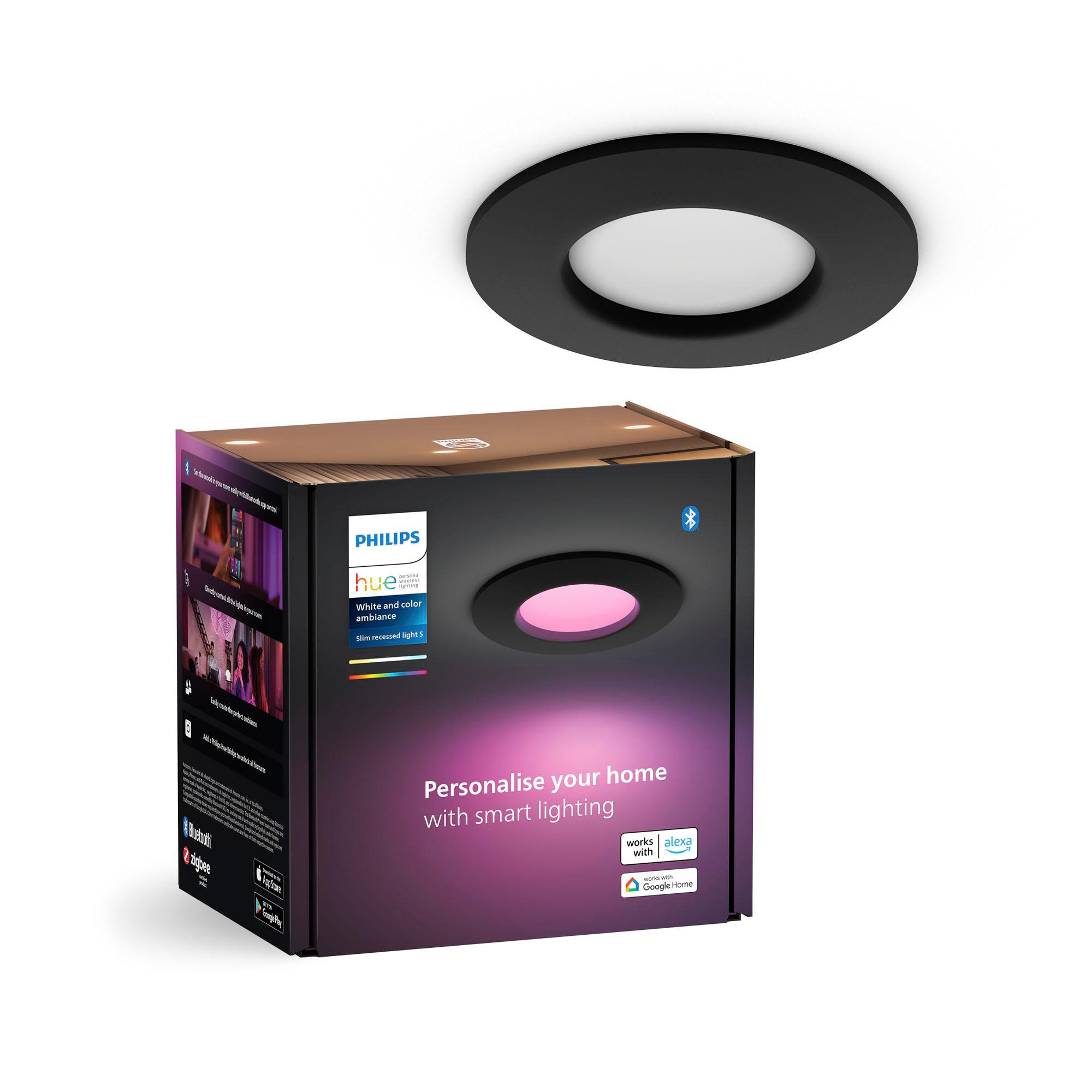 Philips Hue Slim Recessed Spot White 90Mm 3Er Pack Größe 3 Schwarz