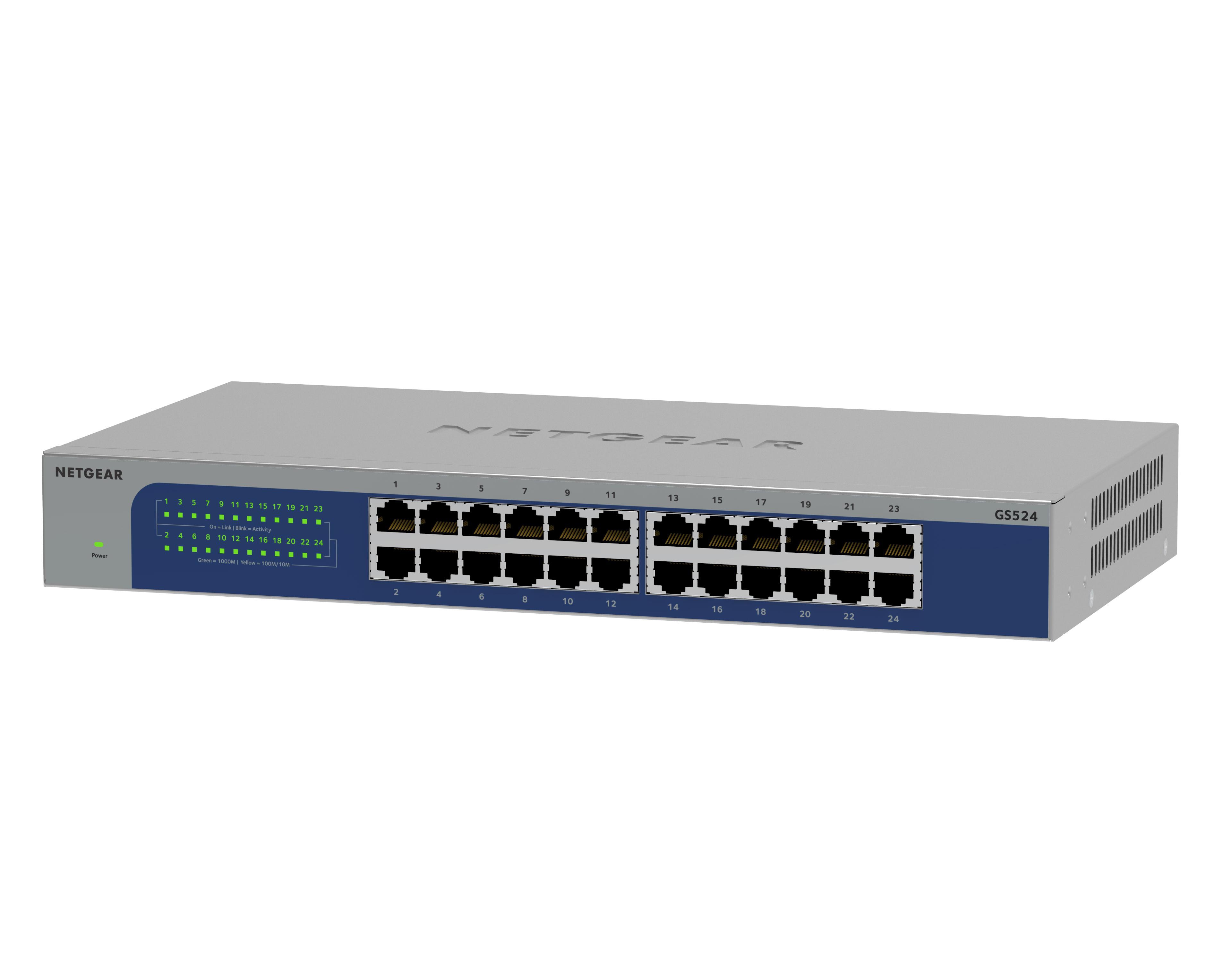 Image of NETGEAR 24-Port Gigabit Ethernet Unmanaged Switch (GS524): Desktop-, Wand- oder Rack-Befestigung