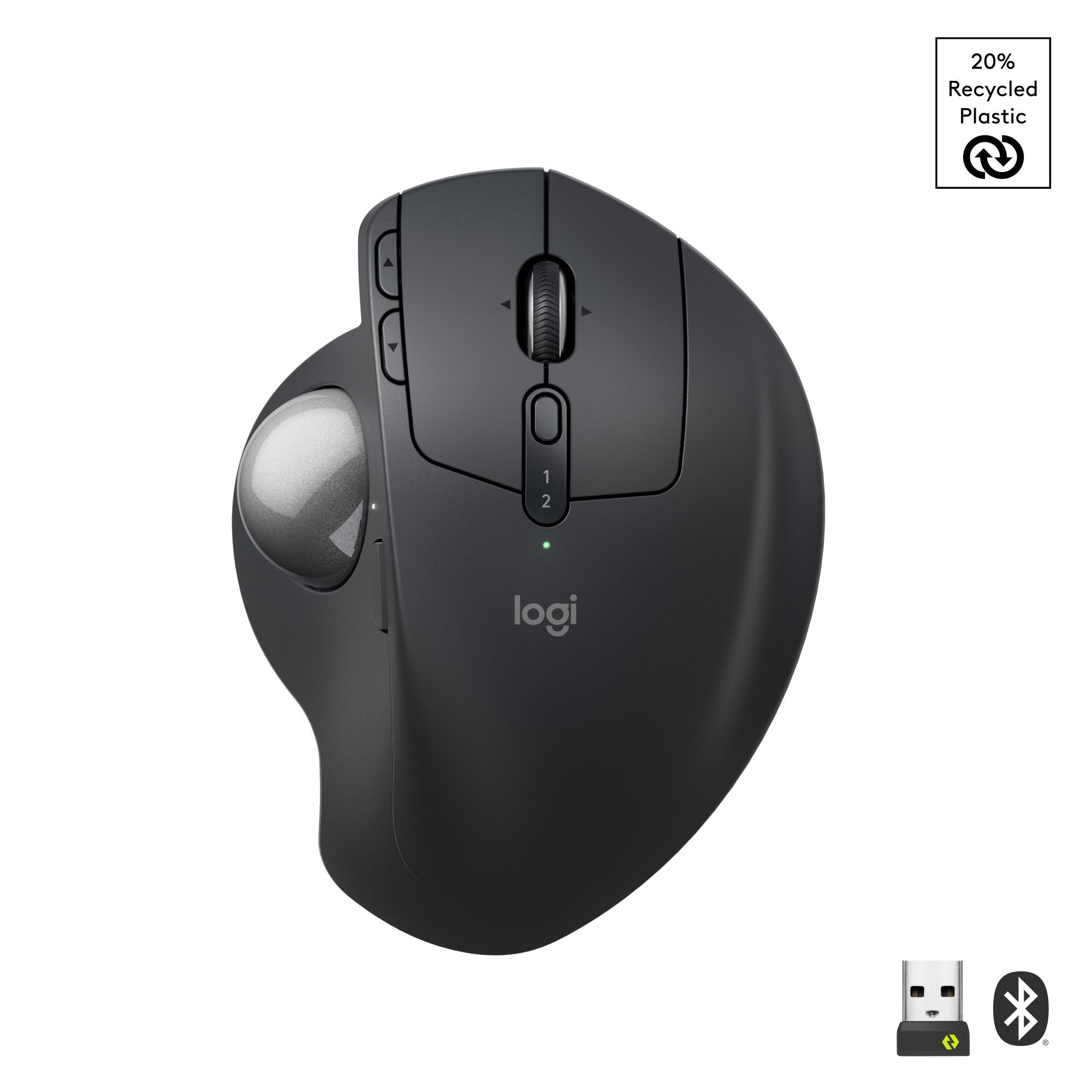 Logitech MX Ergo S Advanced kabellose Trackball-Maus (Graphit) | Für PC/Mac, kabellose ergonomische Maus, USB-C aufladbar, Bluetooth, verschlüsselter Dongle, 6 programmierbare Tasten - Bild 5