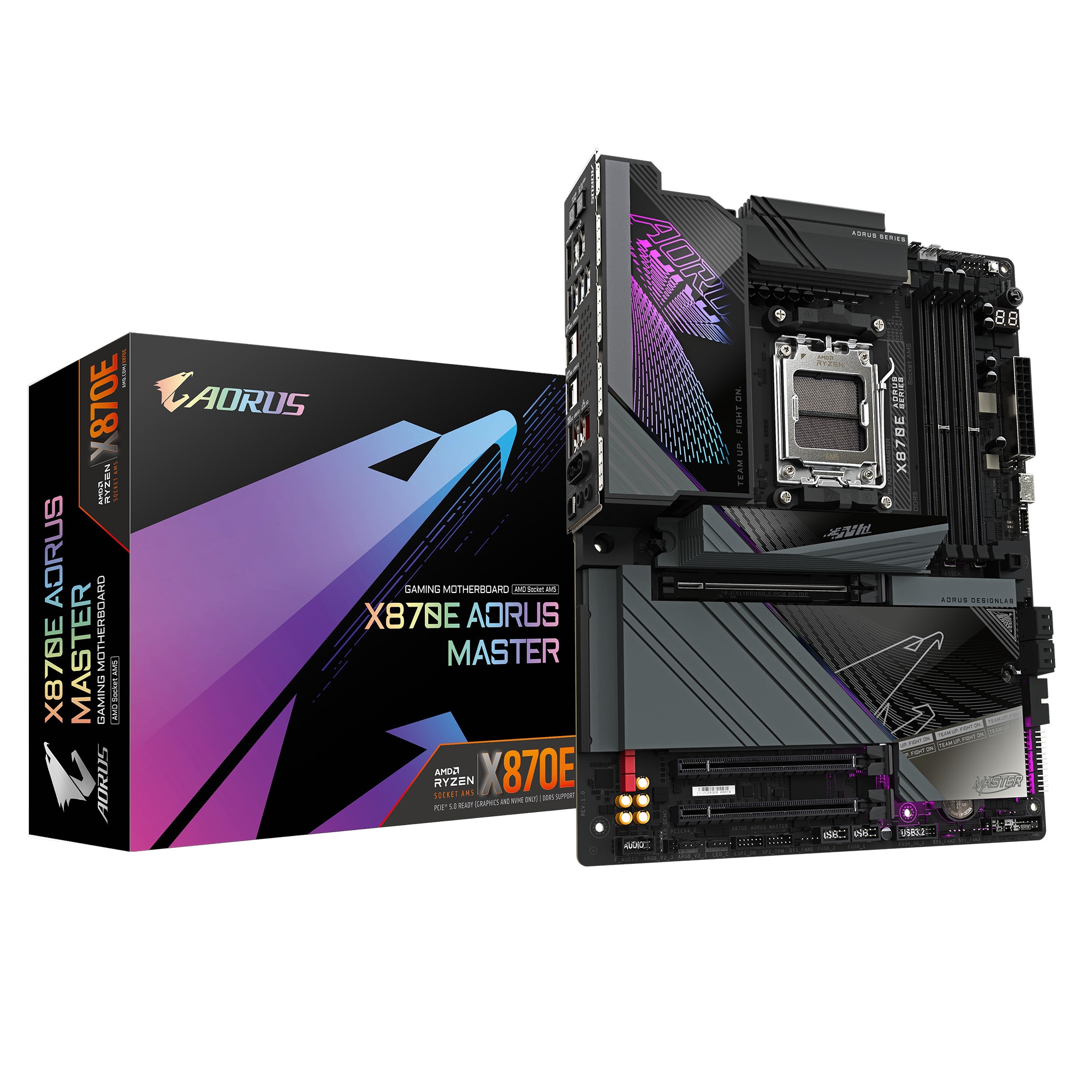 GIGABYTE X870E AORUS Master-Mainboard - Unterstützt AMD Ryzen 9000 CPUs, 16+2+2 Phasen Digital-VRM, bis zu 8600MHz DDR5 (OC), 3xPCIe 5.0, Wi-Fi 7, 5GbE LAN, USB 4 - Bild 4
