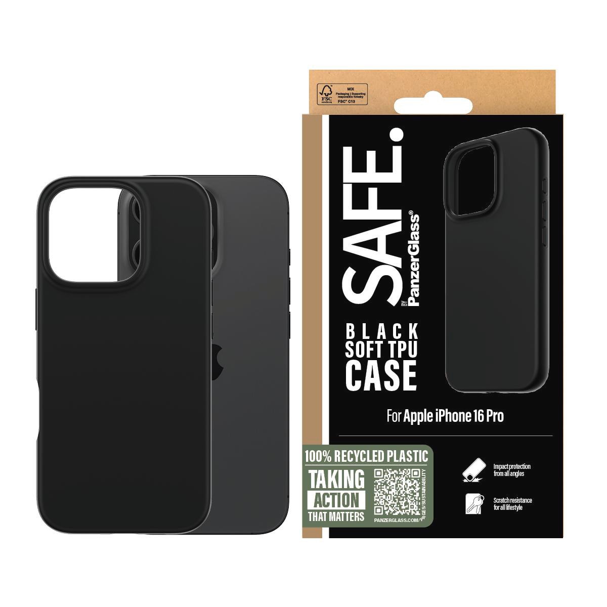Panzerglass Safe. By Tpu Case Iphone Pro Größe 16 Schwarz
