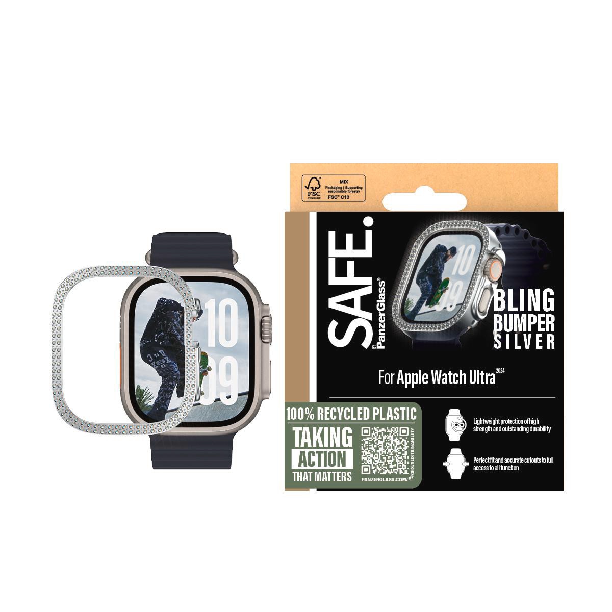SAFE. by PanzerGlass TPU Bumper Silber Apple Watch Ultra 2024
