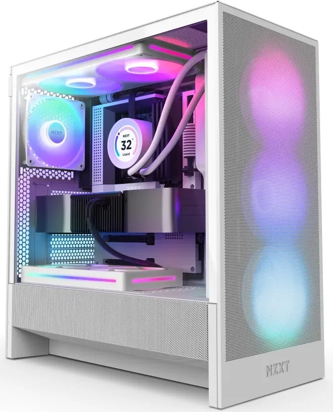 Nzxt H5 Flow Rgb 2024 Midi Tower Atx Gehäuse Mit Sichtfenster Größe 6 Weiß