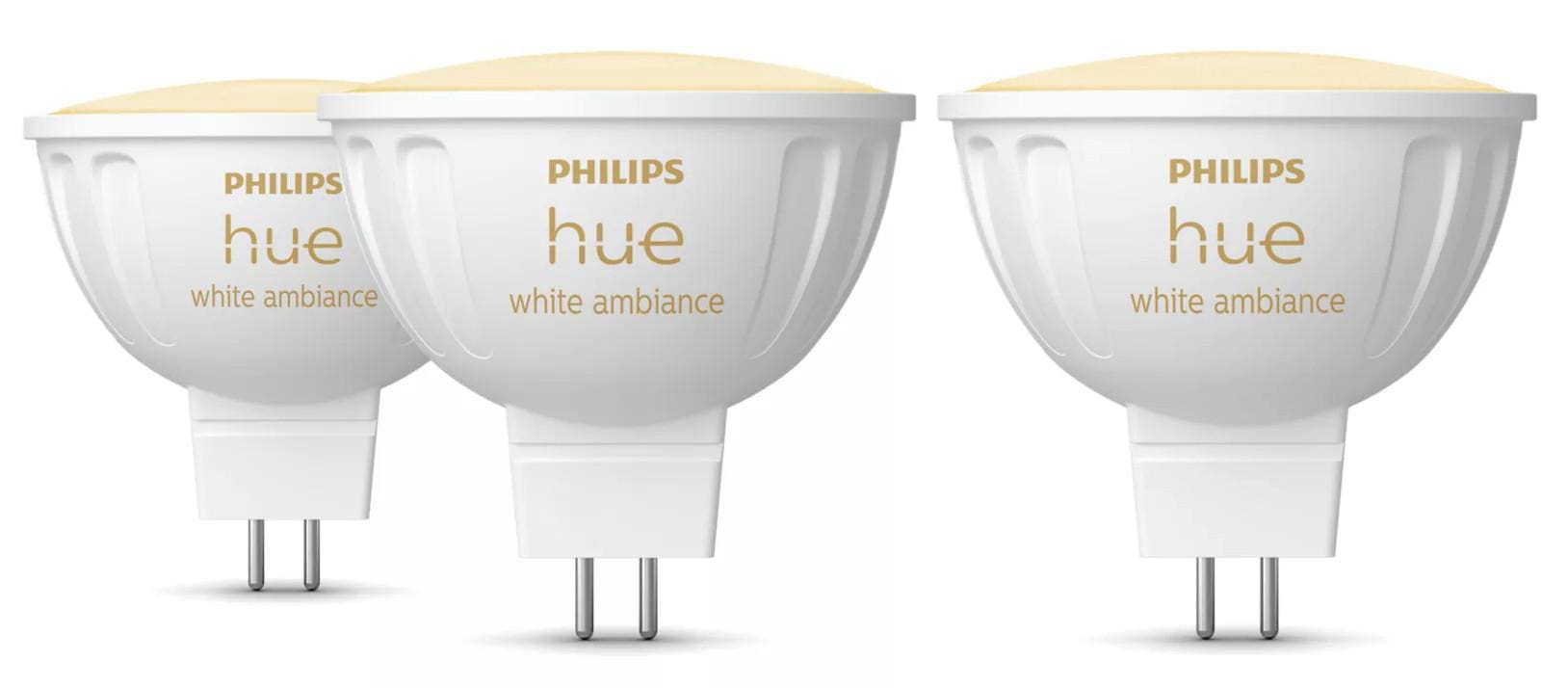 Philips Hue White Ambiance MR16 LED-Lampe 400lm, 3er Pack