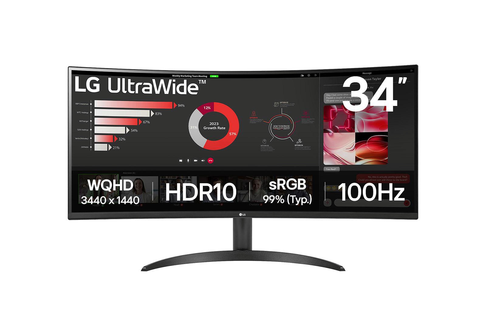 LG UltraWide™ 34WR50QK-B 34 Zoll 21:9 Curved UWQHD VA Monitor, 100Hz, HDR10, 99% sRGB, 2X HDMI 2.0, 1x DisplayPort 1.4, Schwarz - Bild 5