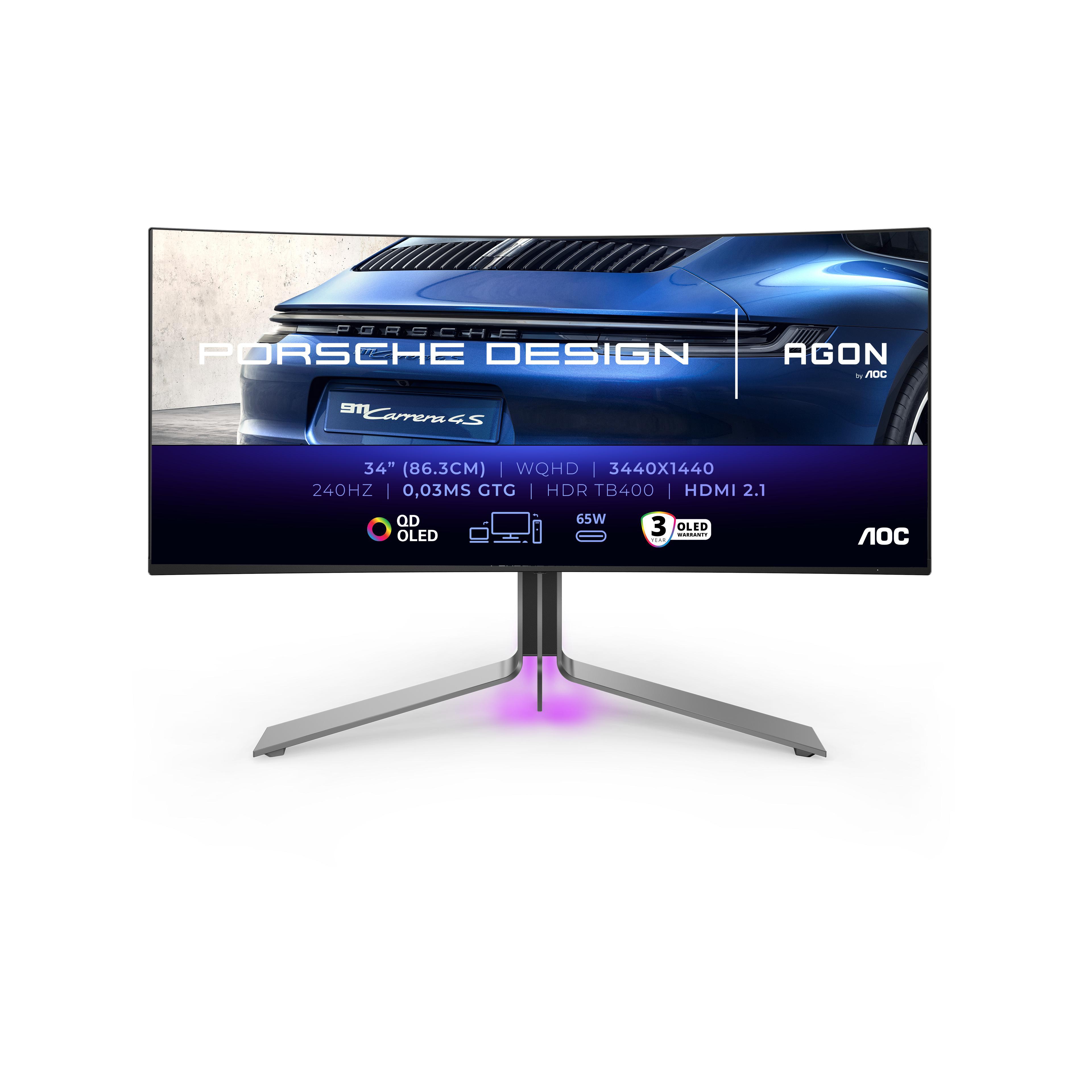 AOC AGON Pro PD34 34 Zoll UWQHD Curved QD-OLED 21:9 240 Hz Gaming Monitor