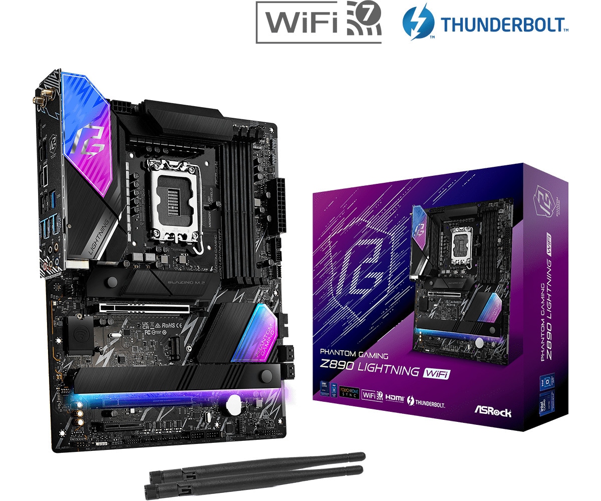 Asrock Schwarz Mainboard "Z890 Lightning Wifi", B:28,1Cm H:7,5Cm T:34,6Cm, Mainboards - Bild 2