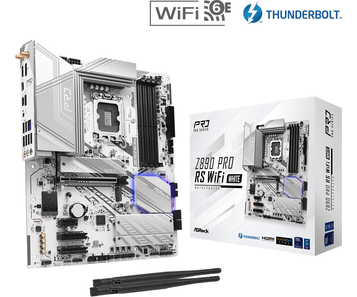 Asrock Z890 Pro Rs Wifi White Atx Mainboard Intel Xe/Tb4/Hdmi/Dp Größe 5.0