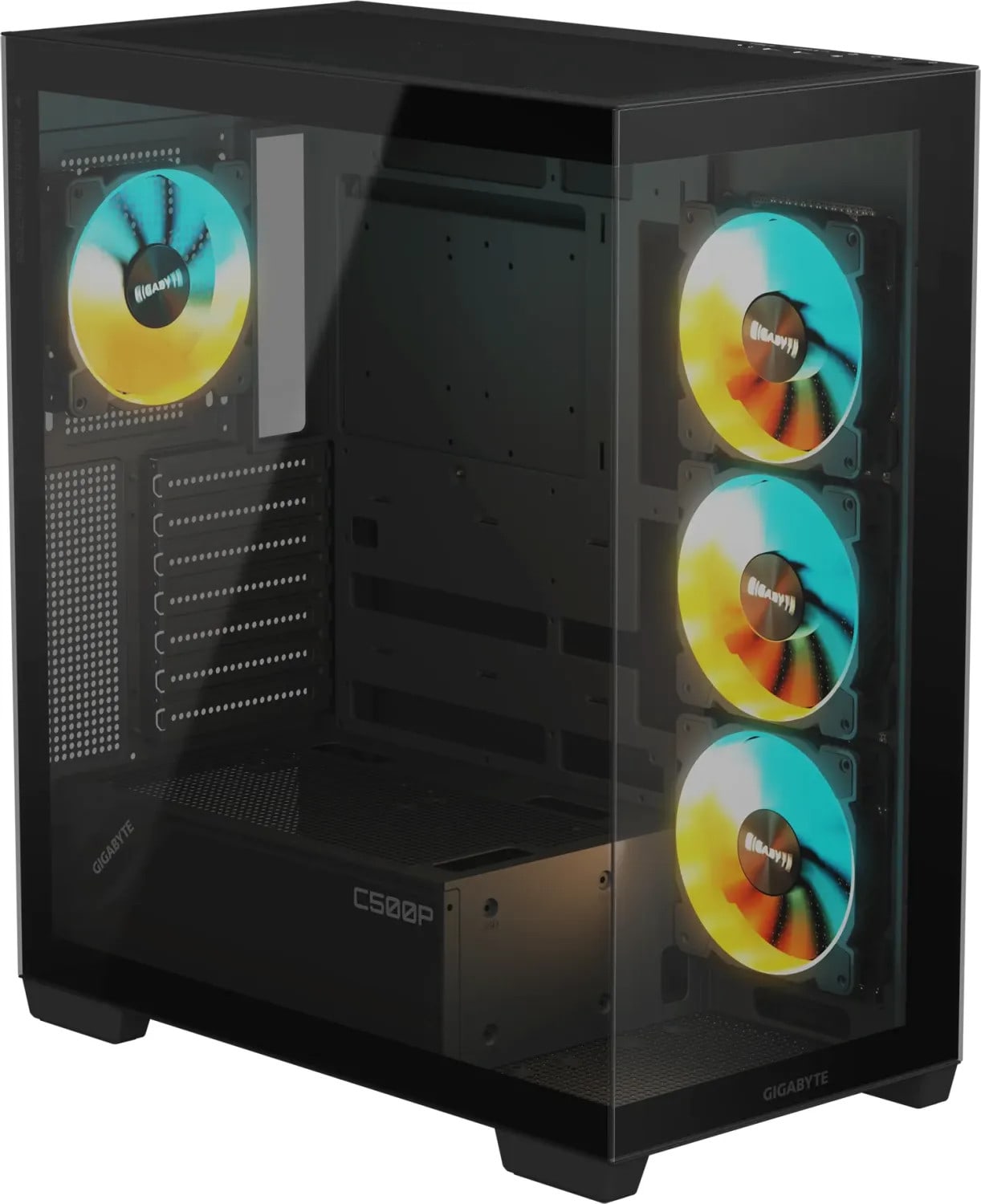 Gigabyte AORUS C500 Panoramic Stealth Midi Tower Gaming Gehäuse mit Glasseitenfenster GB-C500P ST