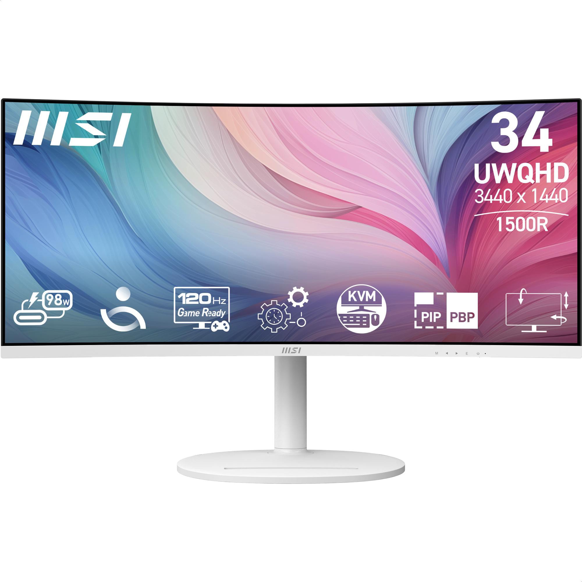 Msi Modern Md342cqpwde Zoll Uwqhd Curved Va Led 21:9 120 Hz Office Monitor Größe 34 Weiß