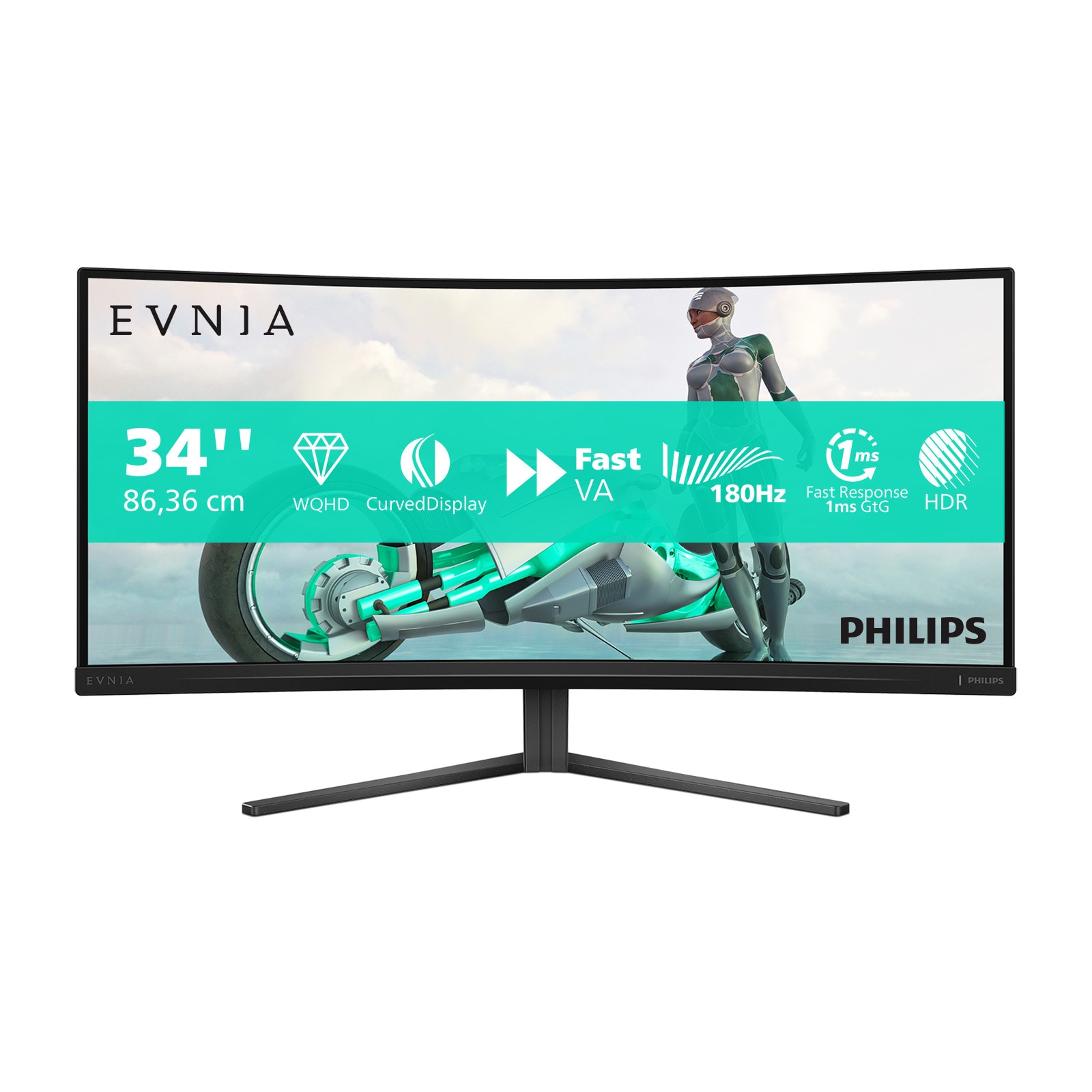 Philips Dunkelgrau Curved-Gaming-Monitor "34M2c3500l", Energieeffizienz: F (A-G), Grau (Dunkelgrau), Monitore - Image 6