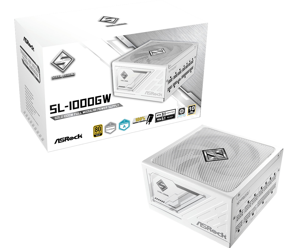 ASRock Steel Legend 1000W Gold Gaming Netzteil modular ATX 3.1 PCIe 5.1 Weiß