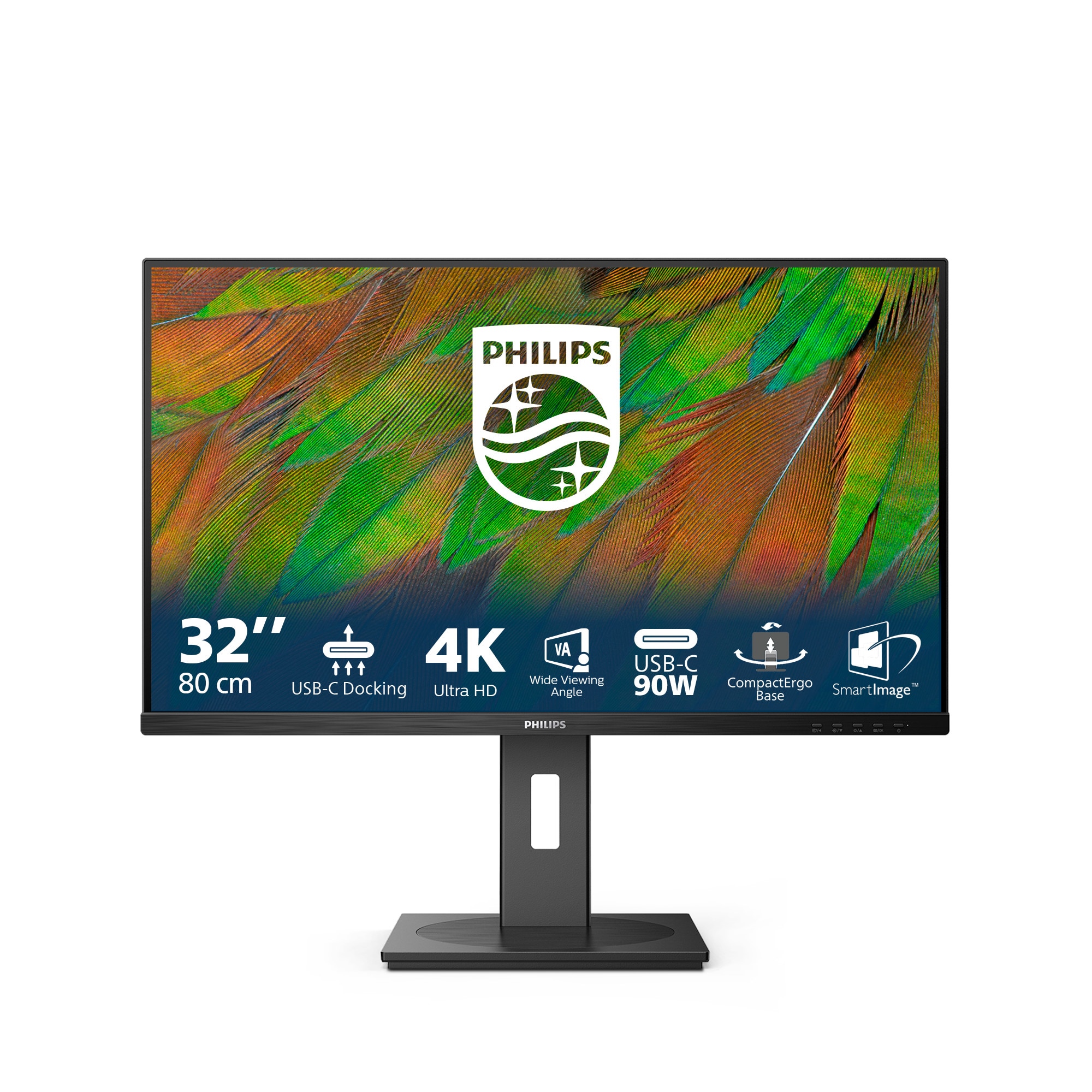 LCD Philips 32B1U3900/00 - 32 Zoll UHD Monitor, höhenverstellbar, Lautsprecher (3840x2160, 60 Hz, HDMI, DisplayPort, USB-C (90W PD),USB-C (90W PD) - Bild 4