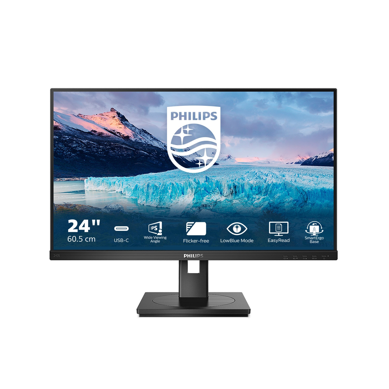 Philips 243S1-24 Zoll FHD USB-C Docking Monitor, höhenverstellbar (1920x1080, 75 Hz, DisplayPort, HDMI, USB-C, RJ45, USB Hub) schwarz - Bild 7