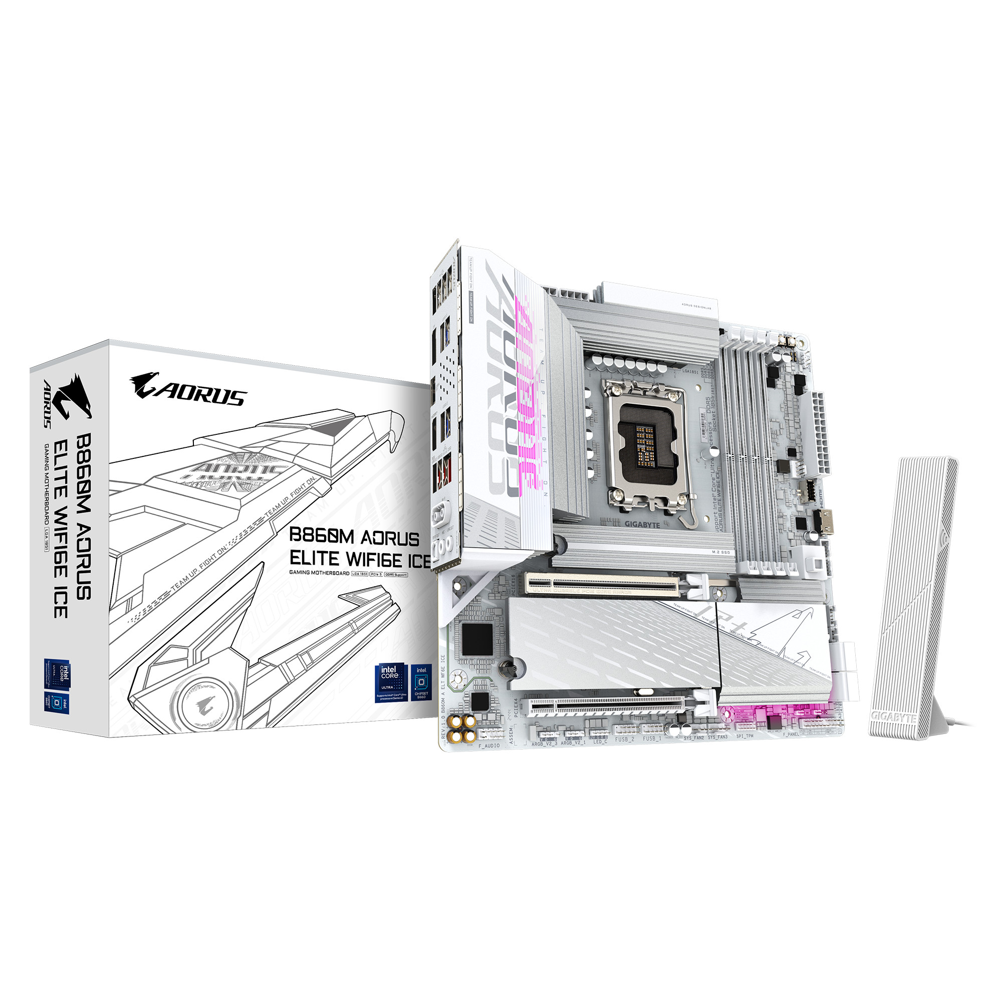 GIGABYTE B860M AORUS ELITE WF6E ICE Mainboard - Intel Core Ultra CPUs - Image 3