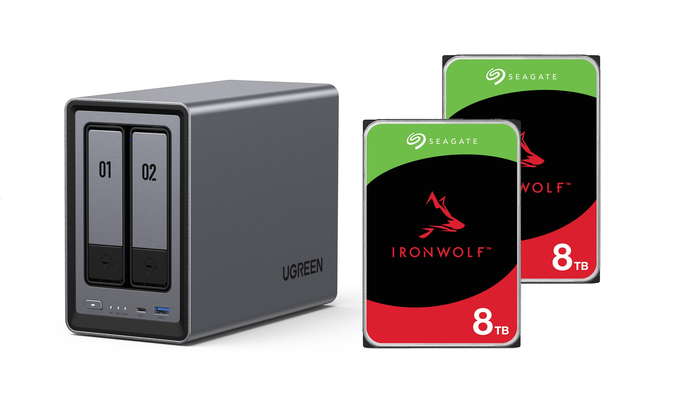 UGREEN DXP2800 NAS-System 8 TB + 2x 4 TB Seagate IronWolf-Festplatten - Image 13