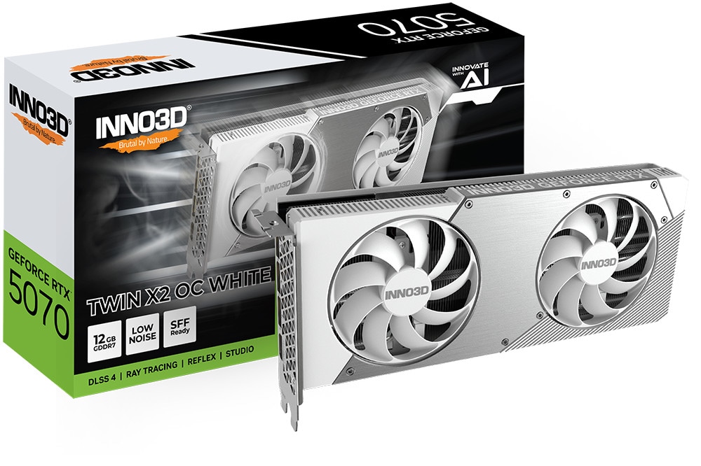 Inno3d Geforce Rtx 5070 Twin X2 Oc White 12Gb Grafikkarte 3Xdp/Hdmi N50702-12D7x-195064W - Image 3