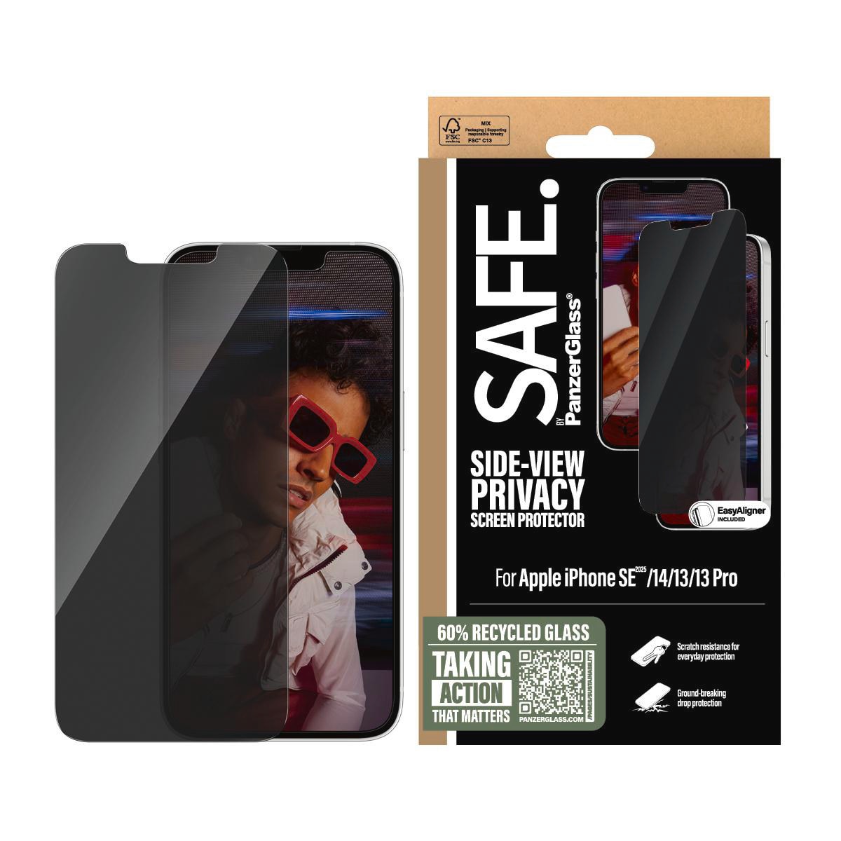 Panzerglass Safe Privacy Uwf Displayschutz Für Iphone 16E, 14, 13, 13 Pro Größe 16 Transparent